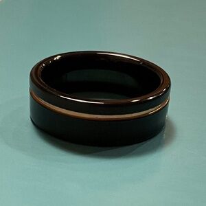 THORUM Minimalist Black Tungsten Gold Band Ring Size 11